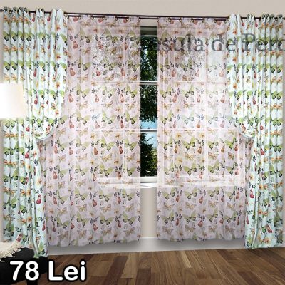White veil curtain with butterflies