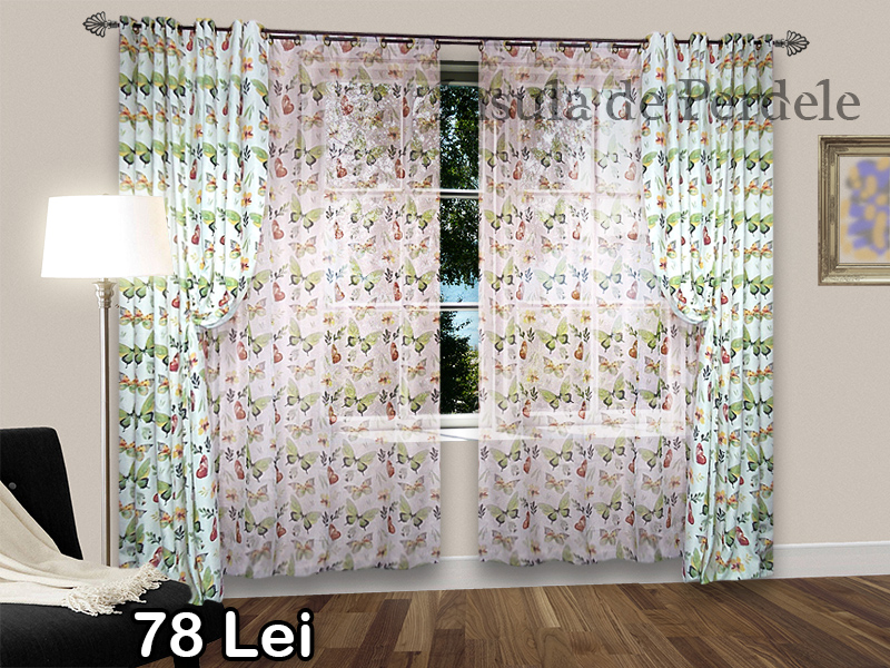 White veil curtain with butterflies