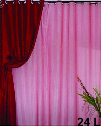 Pink curtain with golden stripes